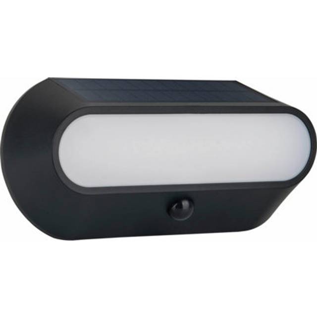 Luceco Carina Bulkhead Non-Adjustable Black Solar-Powered Led 5W Pir With Motion Sensor Oval Outdoor Wall Light - One Size