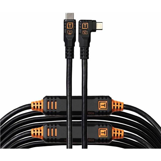 TetherTools TetherPro Optima 10G USB-C to USB-C Straight to Right 31ft (9.4m) - Non-Reflective Black