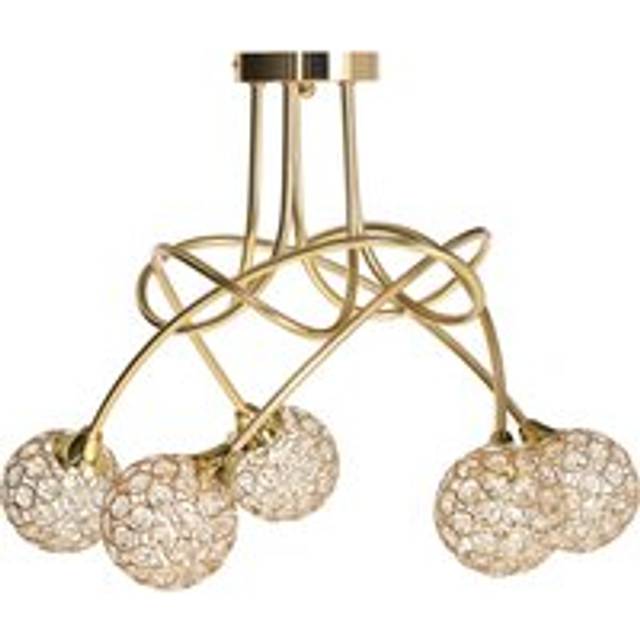 Crystal Chandelier Modern Pendant Light for Living Room with 5 Ball Lampshades 5 G9 Bulbs Required Gold Tone
