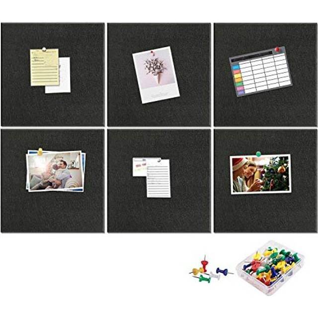 Felt Pin Board for Bedrooms Offices Home Bulletin Boards Square Notice Board Black Memo Board DIY Cork Board Tiles Self Adhesive Pinboard Soundproof