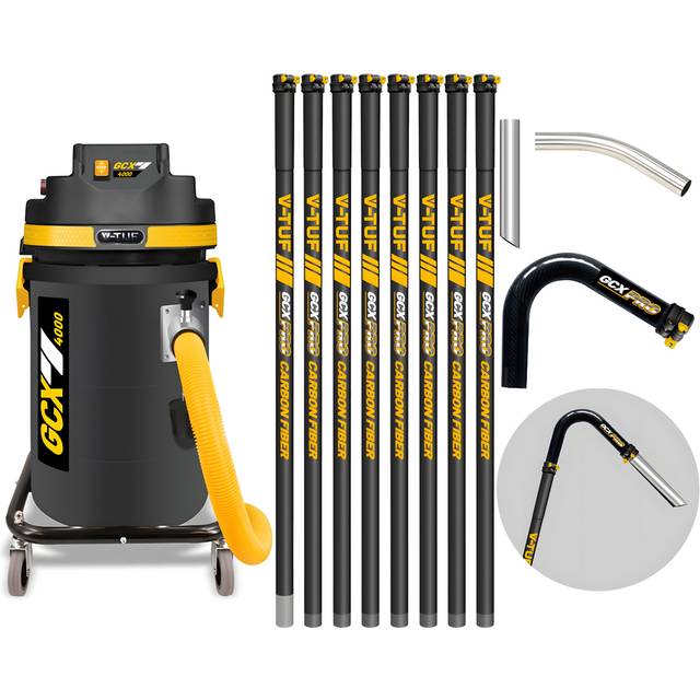 V-TUF GCX4000 Wet and Dry Industrial Vacuum Cleaner 1750W with GCX Pro Gutter Cleaning Kit 40ft - Multi