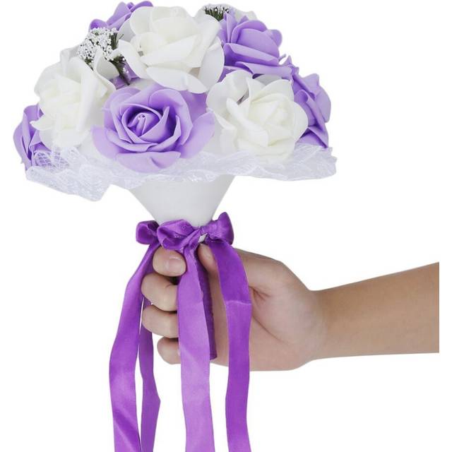 Bride Holding Flower Bouquet Korean Style Simulation Rose Bouquet For Wedding