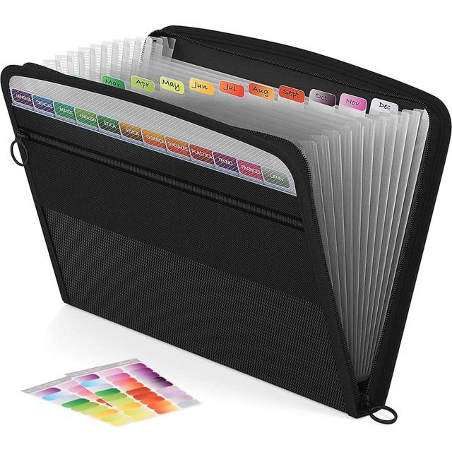 ABC life Expanding File Organiser 13 Pockets, A4 Accordion File Folder Document Organiser Expanding File Folder with Zipper Closure, Expandable Folder