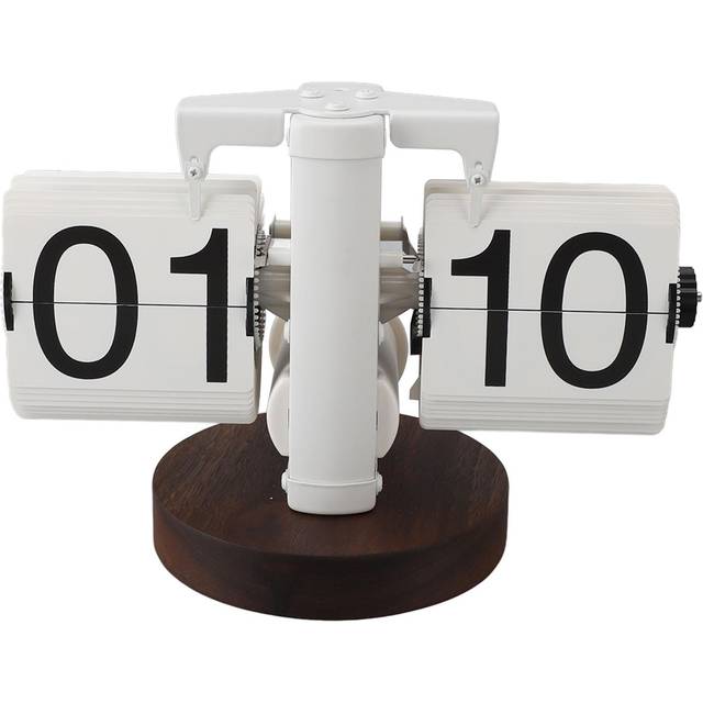 Retro Flip Desk Clock, White, 20.5x14x11cm, Battery Powered