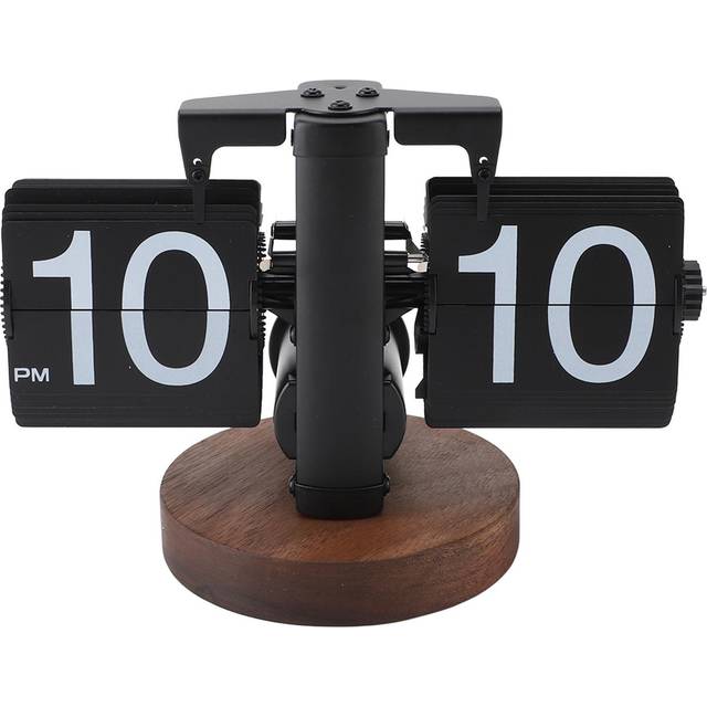 Flip Desk Clock Retro Single Sided Battery Powered Retro Vintage Design Digital Mechanical Auto black