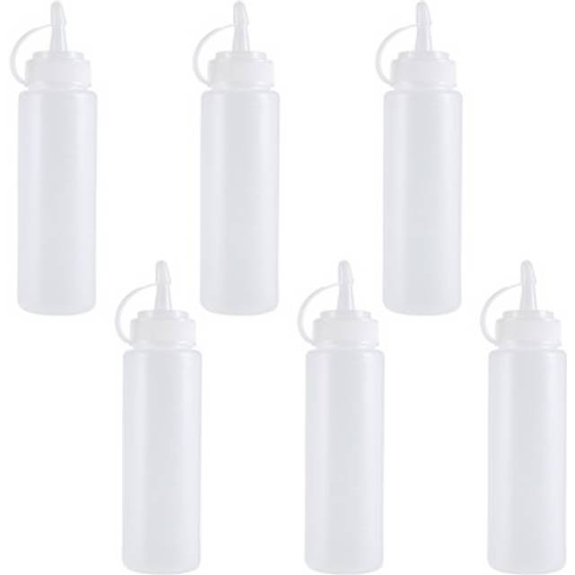 6x Clear White Plastic Squeeze Sauce Ketchup Cruet Oil Bottles 8oz S7j28292
