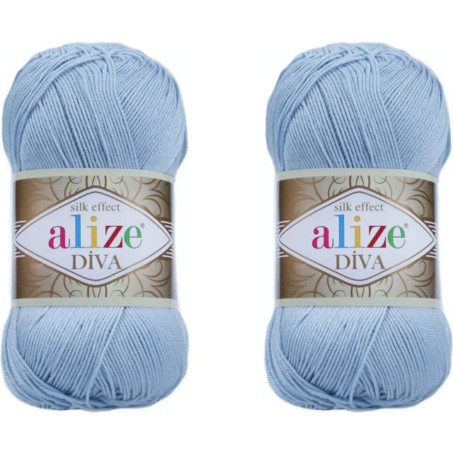 Alize Diva Yarn Hand Knitting Yarn 100% Microfiber Acrylic Yarn Alize Diva Silk Effect Thread Crochet Art Lace Craft Lot of 2 skeins 200gr 767 yds (35