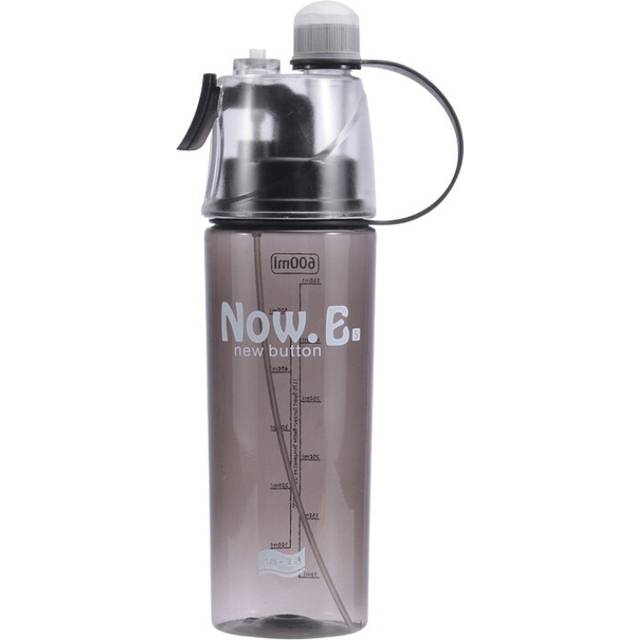 (Black) 600ml Spray Mist Water Bottle Outdoor Sports Plastic Large Capacity Portable Cup