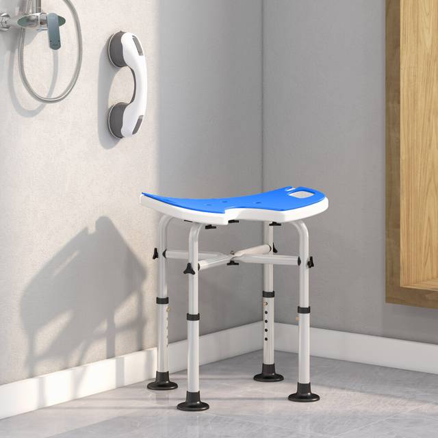 Homcom Aluminium Shower Stool For Elderly Disabled Non-Slip Bath Stool Blue In Dark Blue - One Size
