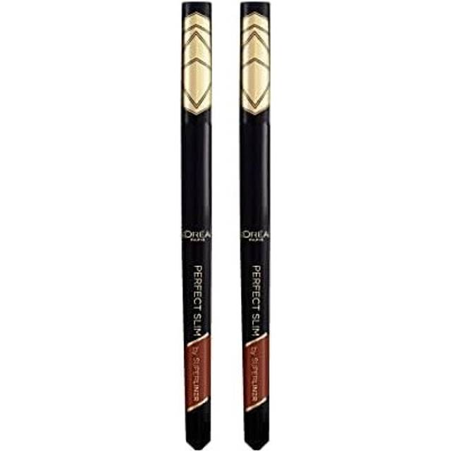 L'Oreal Paris Perfect Slim Liquid Eyeliner, Superliner, Smudge-Proof, Water-Resistant, Intense Matte Colour, Grey (Pack of 2)