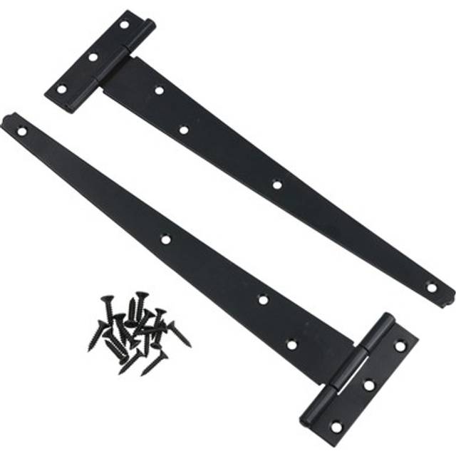 10in / 250mm Heavy Duty T Tee Hinges For Shed + Garden Gates Black Finish 2pc