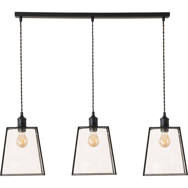 ValueLights Susie Glass Lantern 3 Drop Matte Black Diner LED Ceiling Pendant Light