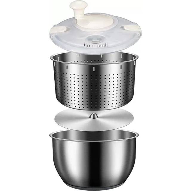 6l Salad Spinner Stainless Steel Vegetable Washer With Pp Lid For Fruit1570