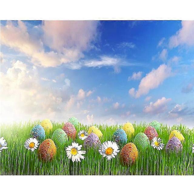 (As show, One size) Diy Diamond Painting Grass Colored Eggs Cross Stitch Diamond Painting Pattern Full Drill Display Rhinestone Home Decor Gift