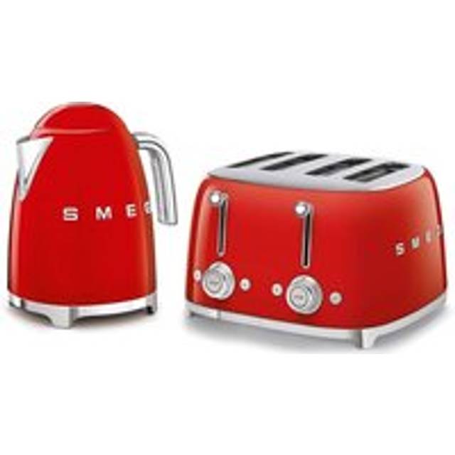 (Red) Smeg Bundle Set TSF03 4-Slice Toaster & KLF03 Kettle Bundle Set