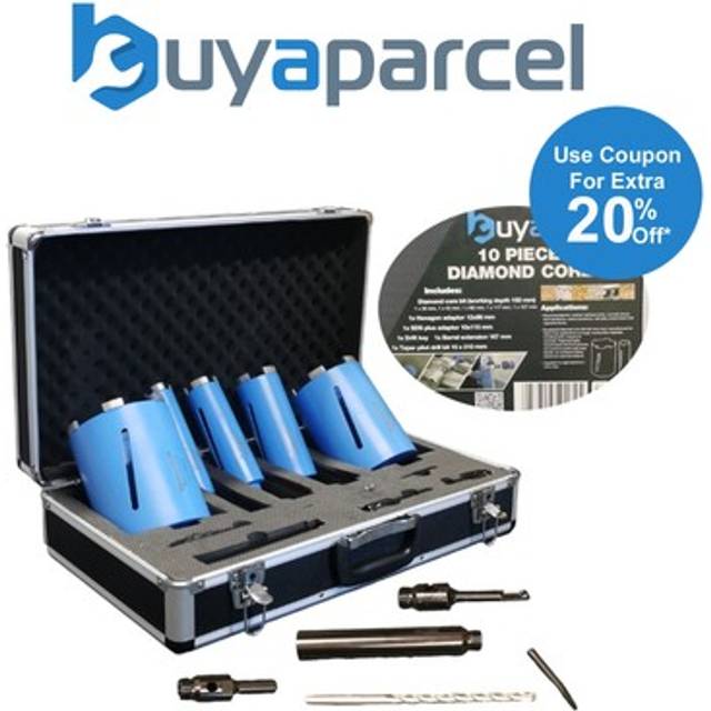 BAP Trade Pro 10 Piece 5 CORE Diamond Core Set for Granite Marble + Metal Case