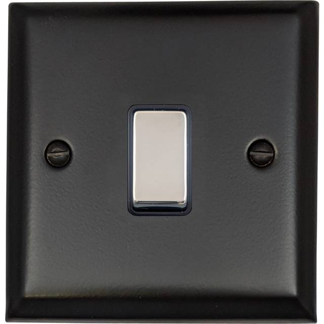 G&h Sfb301-pc Spectrum Plate Matt Black 1 Gang 1 Or 2 Way Rocker Light Switch