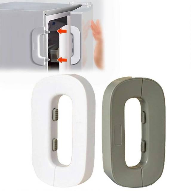 (white, One size) Self-Adhesive Fridge Lock Latch System, Home Refrigerator Door Safety Lock, Baby Proof Cupboard Latches, Easy to Install and Use -GS