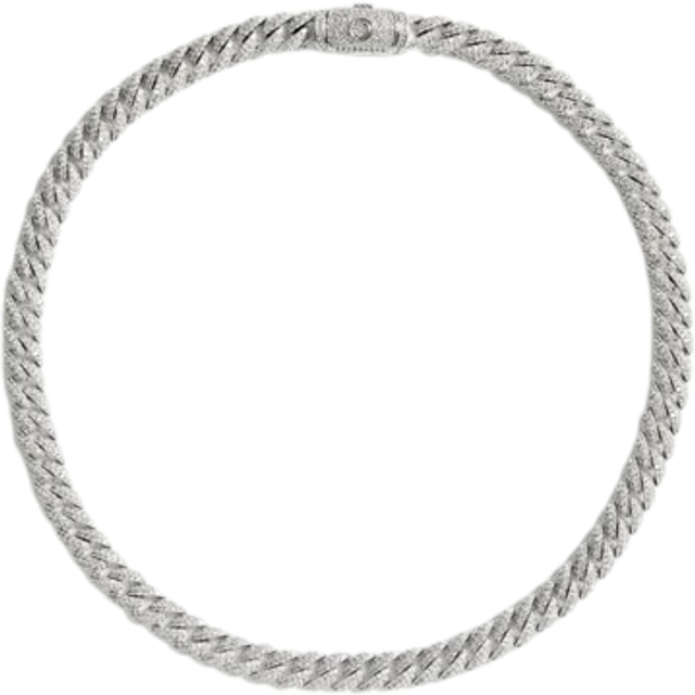 8mm Iced Cuban Link Chain - Metallic Silver - 16inch