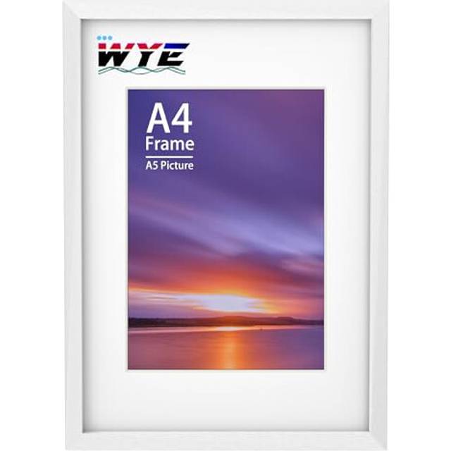 A4 Frame Wooden A4 Photo Frames with A5 Mount, A4 Picture Frames with Stand Tabletop or Wall Hanging, A4 White Frame Poster Frame with Plexiglass Wind