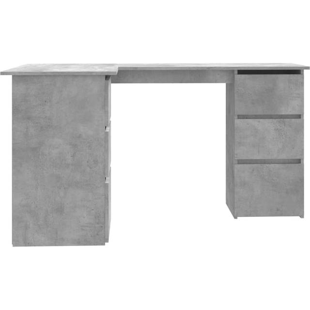 Hörnskrivbord betonggrå 145x100x76 cm konstruerat trä