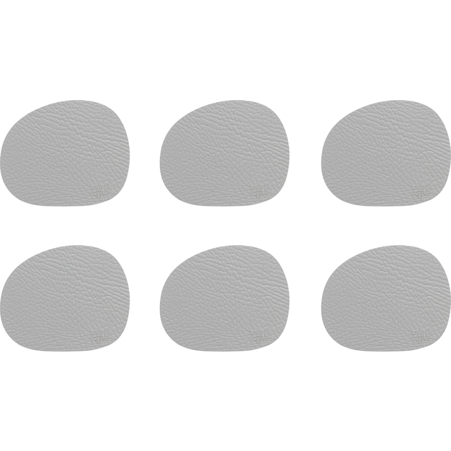 Aida Raw coaster leather 6-pack Light grey
