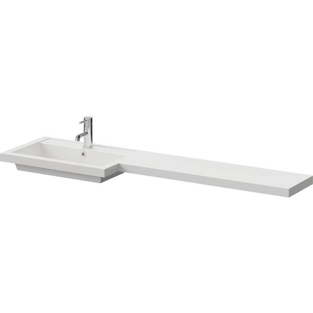 Wholesale Domestic Lucia 390 Left Hand Square L Shaped Furniture Basin | White | Polymarble | 1500mm