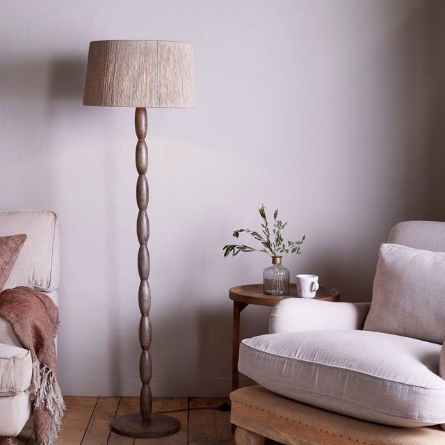 Nkuku Konali Mango Wood Floor Lamp Base in Ash Stain Finish