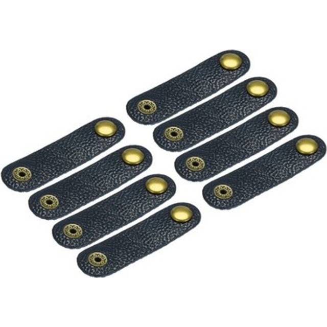 8pcs Leather Cable Straps Cord Organizer 80x20mm Cable Ties Soft Blue