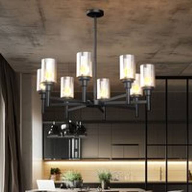 Farmhouse Ferris Wheel Glass Chandelier - 8-Light