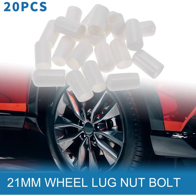 20pcs pvc 21mm outer wheel lug nut bolt white