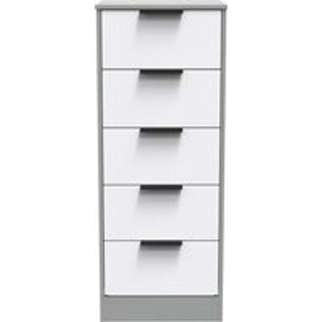 Denver 5 Drawer Tall Bedside (Ready Assembled) - Mid Grey - One Size