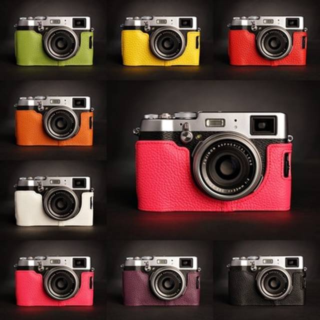 Genuine Real Leather Half Camera Case Bag Cover For Fujifilm X100t 8 Colors