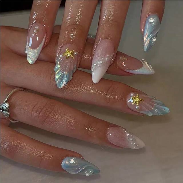 (Z906) 24pcs Black Cat's Eye Press on Nails Finished Ins Wearable False Nail Sets Love Design Stick on Nails Stilettos Fake Nail Tips