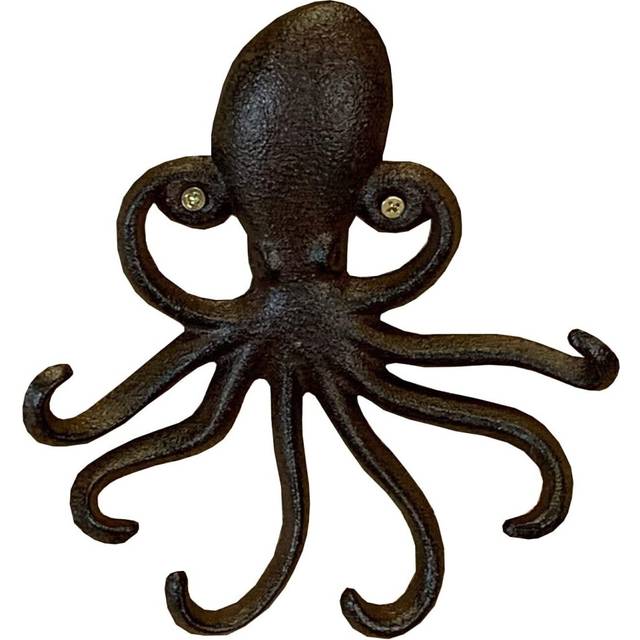 Cast Iron Octopus Shaped Wall Hook Rack with 2 Hooks