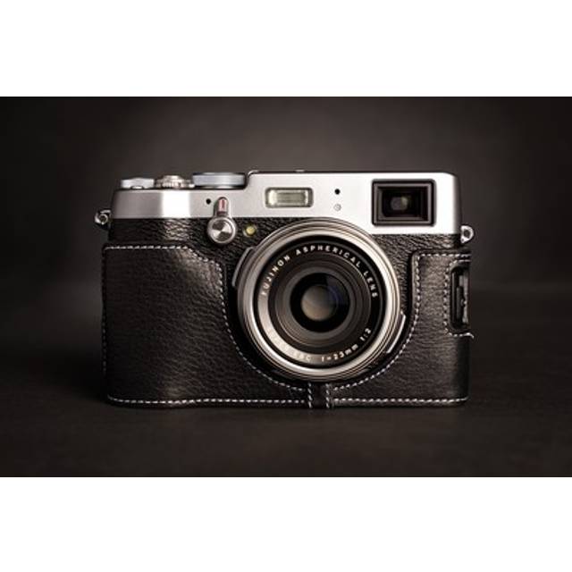 Genuine Real Leather Half Camera Case Bag Cover For Fujifilm X100t Black
