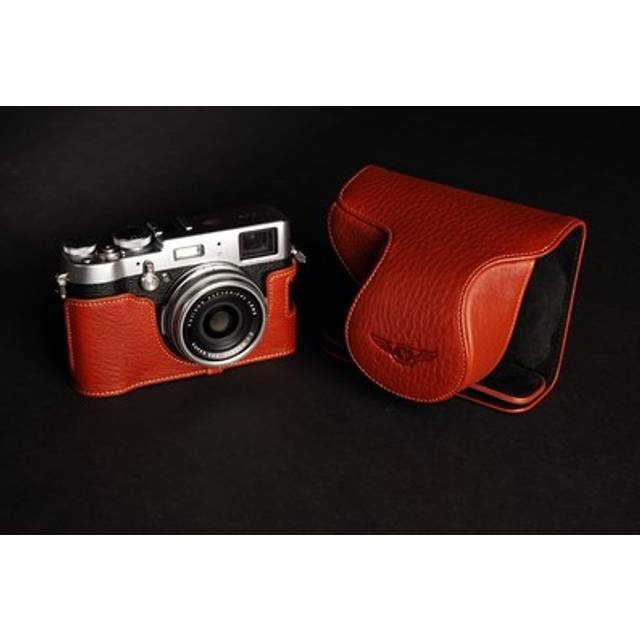 Genuine Real Leather Full Camera Case Bag Cover For Fujifilm X100t Brown