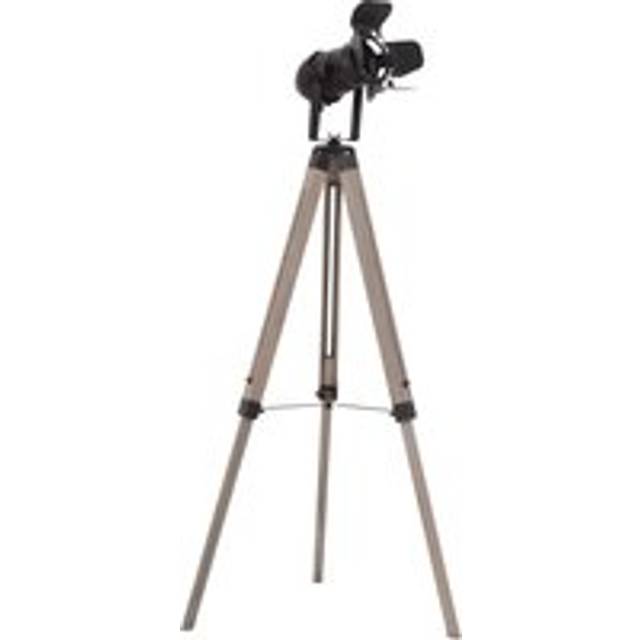 Industrial Style Adjustable Tripod Floor Lamp Vintage Spotlight Reading Lamp w/ Wood Metal Legs E27 Base For Living Room Bedroom