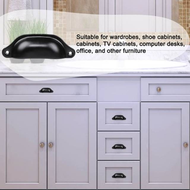Cup pulls 3.3" hole center cabinet handle dresser wadrobe black 15pcs