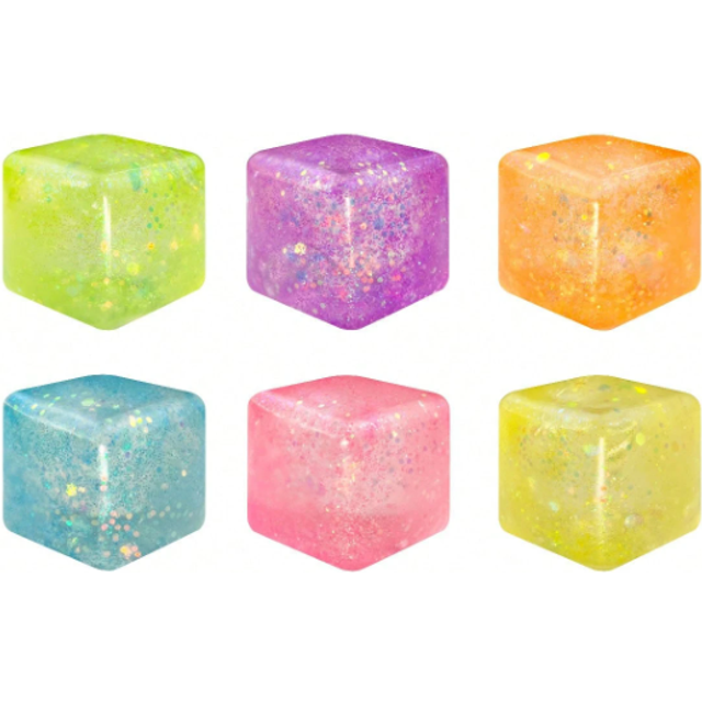SHEIN 2/4/8/16 Pcs Slow Rising Squeeze Stress Relief Cube, Dough Ball - Soft Sensory Fidget Toys For Office, Classroom, Party Favor, Birthday, Christmas Sto