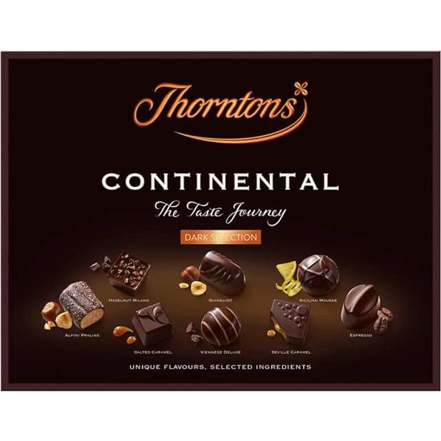 Thorntons Continental Dark Selection, Chocolate Hamper, Dark Chocolate Gift Box, Inspired by European Flavours, Assorted Dark Chocolates, 264g