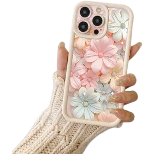 SHEIN 1pc Pink Flower Pattern Design Thick & Scratch-Resistant Camera Protection Shockproof Soft Silicone Phone Case Compatible With IPhone Apple 11 Pro Max