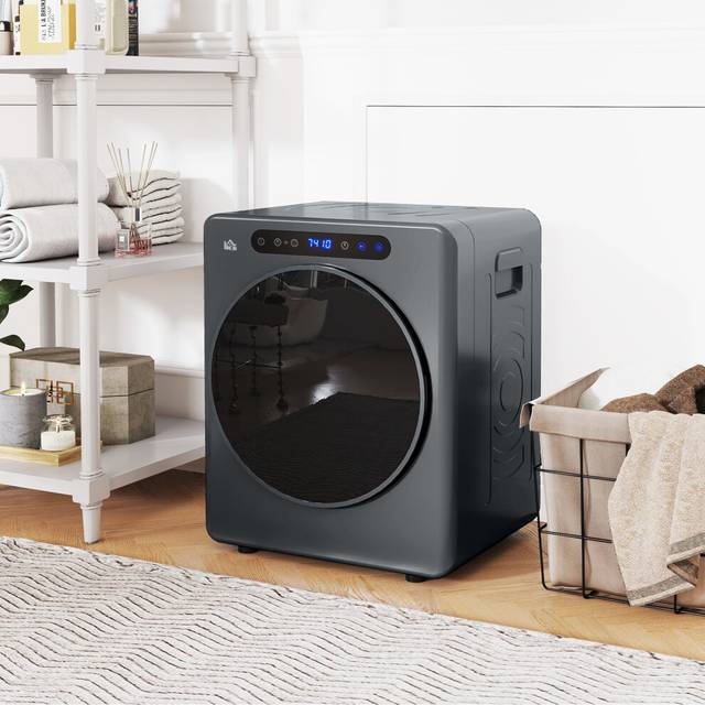 HOMCOM 4kg Portable Vented Tumble Dryer Machine with Timer, 6 Heat Settings, Grey