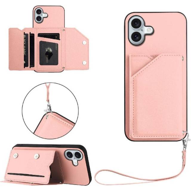 (Pink) Compatible Case for iphone 16 Plus Accurate Incision High Quality Kickstand Function Unique