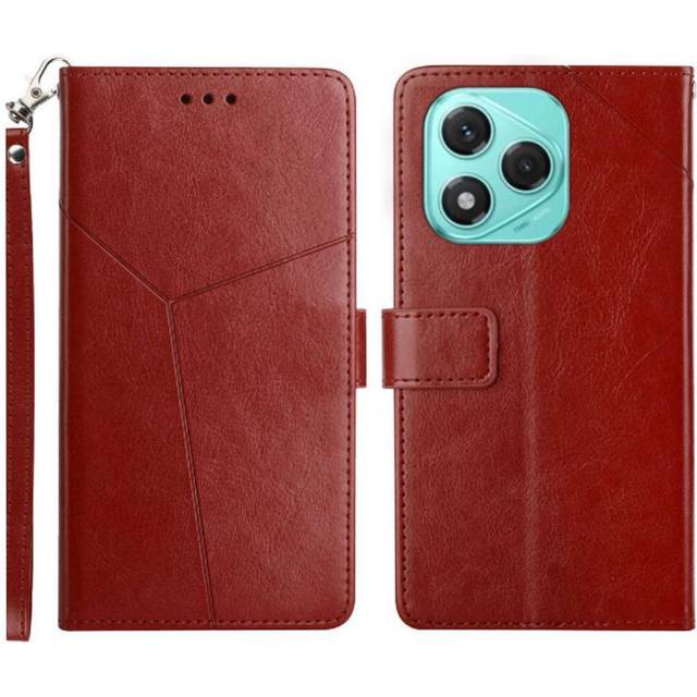 (Brown) Case for Honor 400 Lite Flip Cover Book Folding Shockproof Tpu Shell Kickstand-durable Leather Wallet