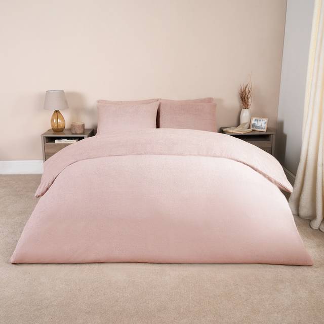 Blush Pink Teddy Duvet Set - King