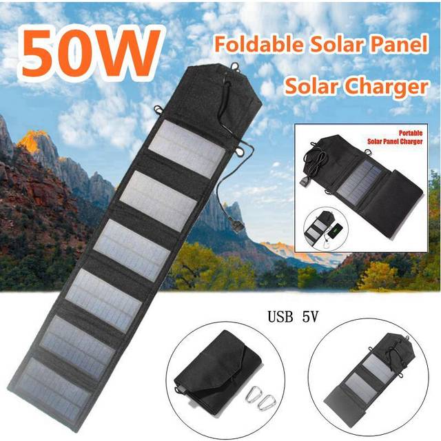 50W Foldable Solar Panel USB 5V Solar Charger Portable Panel Solar Solar Cells Outdoor Mobile Power Charger for Camping