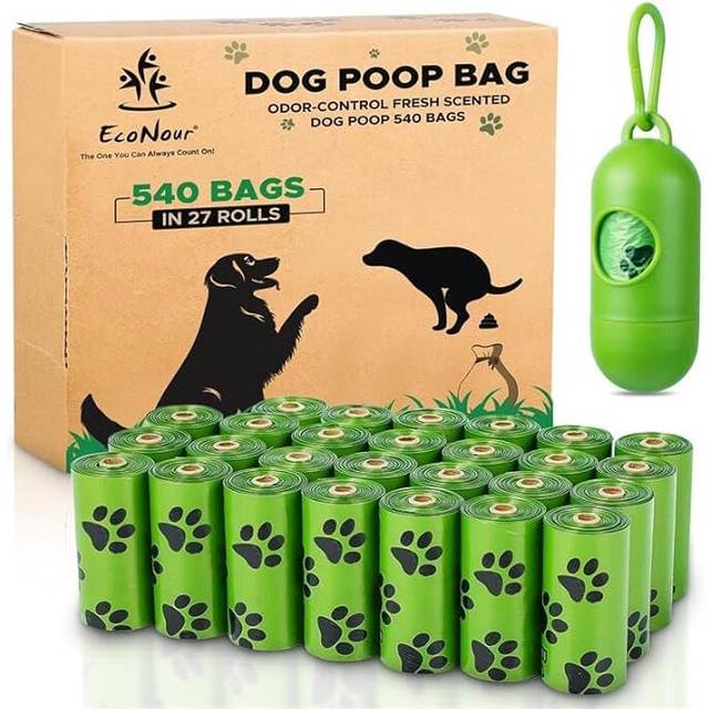 Dog Poo Bags 540 Counts Biodegradable Poop Waste Bag with Odor-Masking Scent and Dispenser - 100% Leak Proof Convenient Dispensing, Durable &