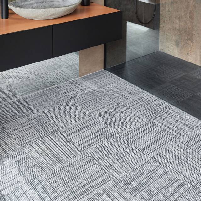 (Grey, Pack of 50) Carpet Imitation Style Self Adhesive Floor Tiles - Peel And Stick Faux Carpet