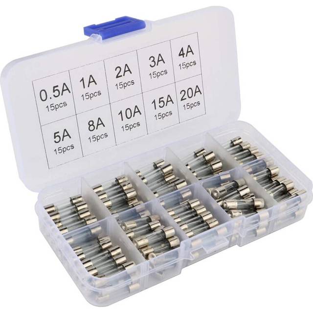 150Pcs 5X20 Fast-Blow Glass Tube Fuses Car Glass Tube Fuses Assorted Kit